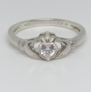 925 RJ Sterling & CZ Claddagh Ring